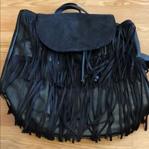 Forever 21 black fringe backpack